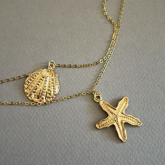Gold Starfish and Shell Charm Waist Chain A1273 - Picture 4 of 4